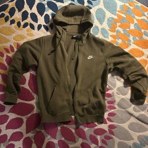 Nike Khaki Green Zip-Up Hoodie
